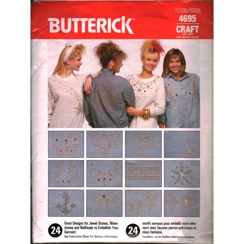 Butterick 4695 Craft Pattern 24 Rhinestone Nailhead Embellishment Designs 1989